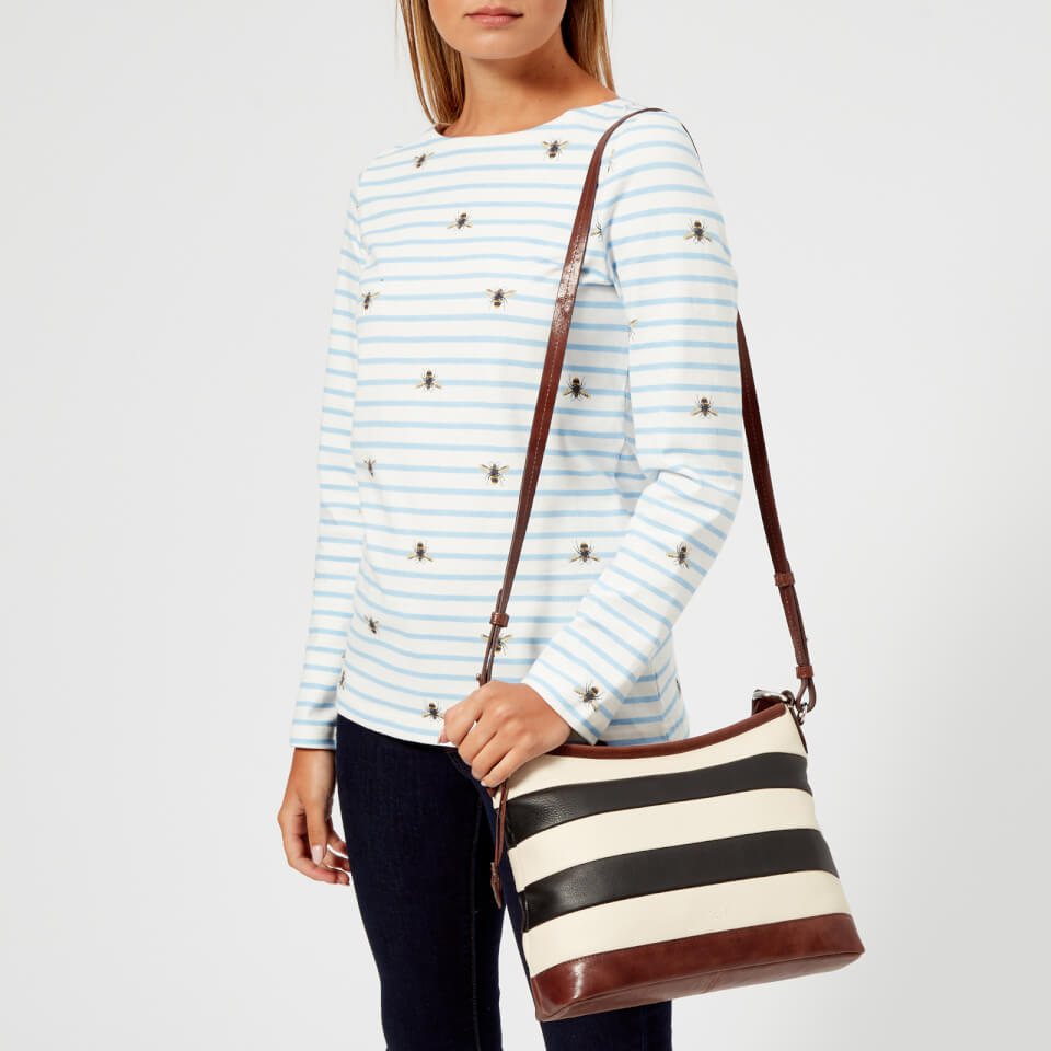 Radley Women's Babington Stripe Medium Zip-Top Shoulder Bag - Black/Oyster