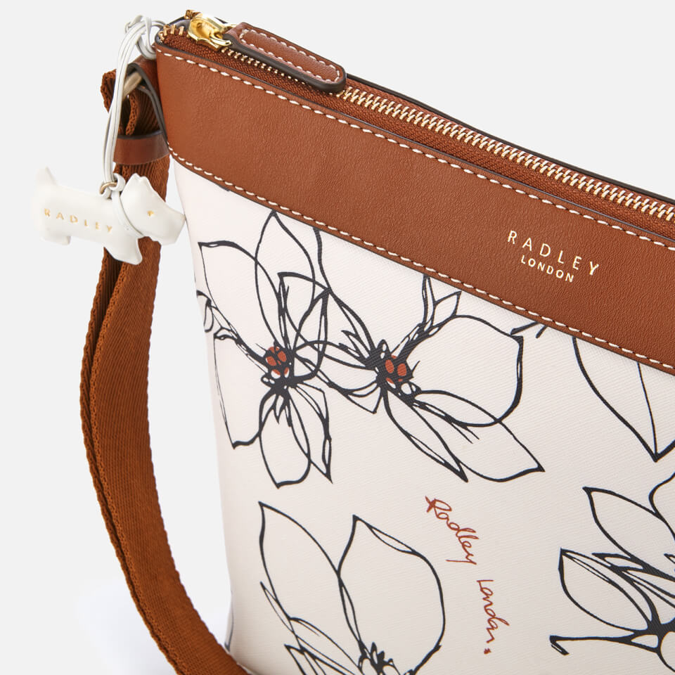 Radley Women's Linear Flower Medium Zip-Top Cross Body Bag - Chalk