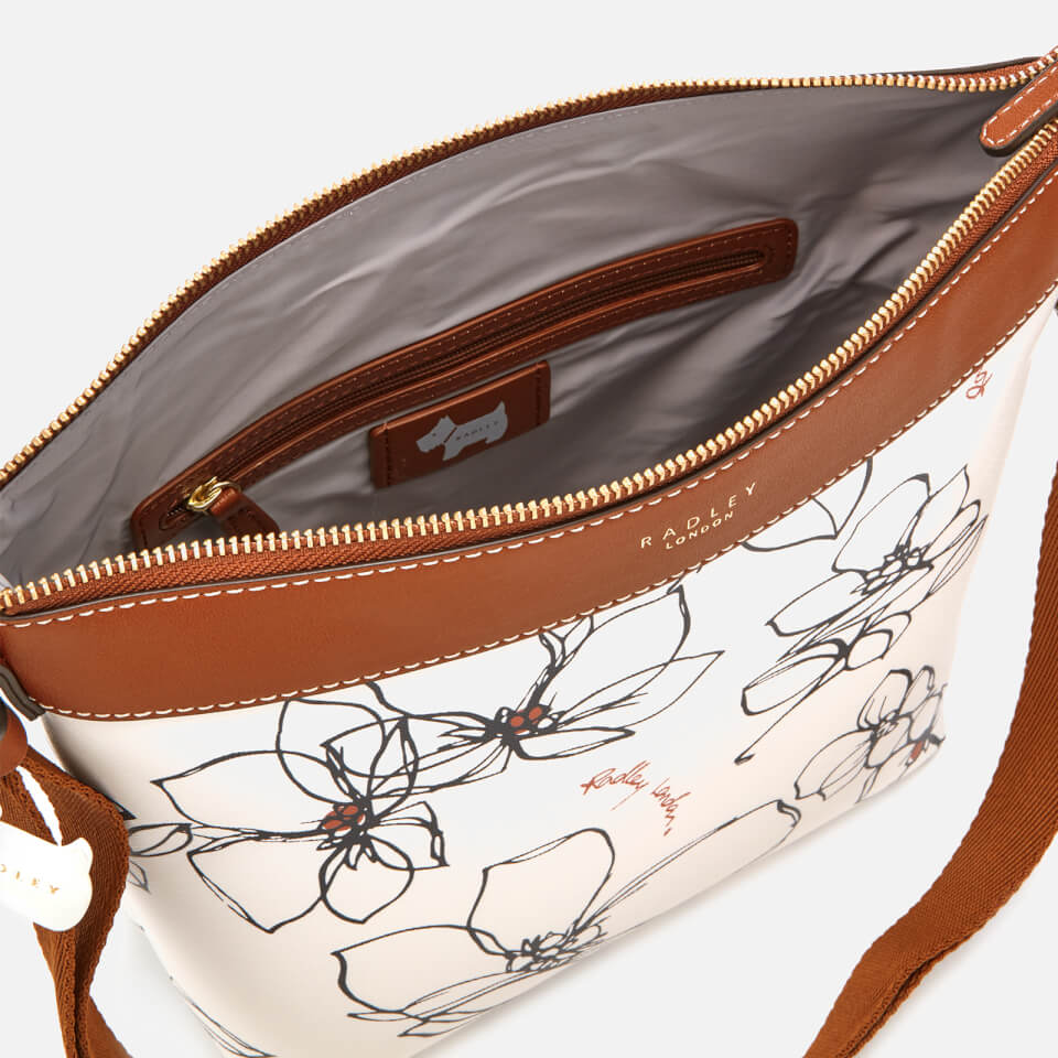 Radley Women's Linear Flower Medium Zip-Top Cross Body Bag - Chalk