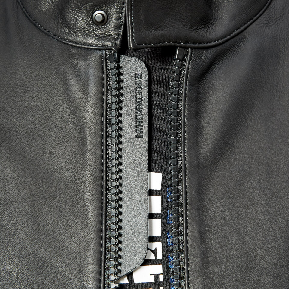 Emporio Armani Men's Leather Jacket - Nero | Coggles