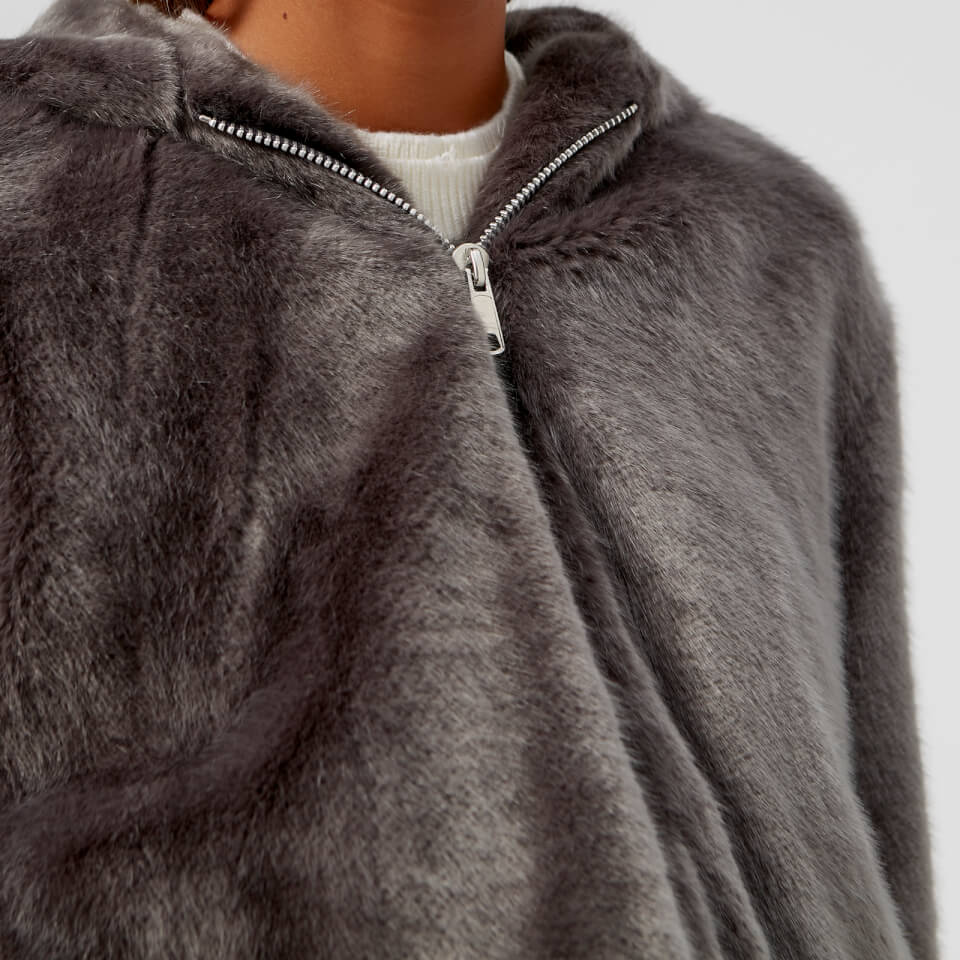 Helmut lang faux fur hooded bomber jacket discount