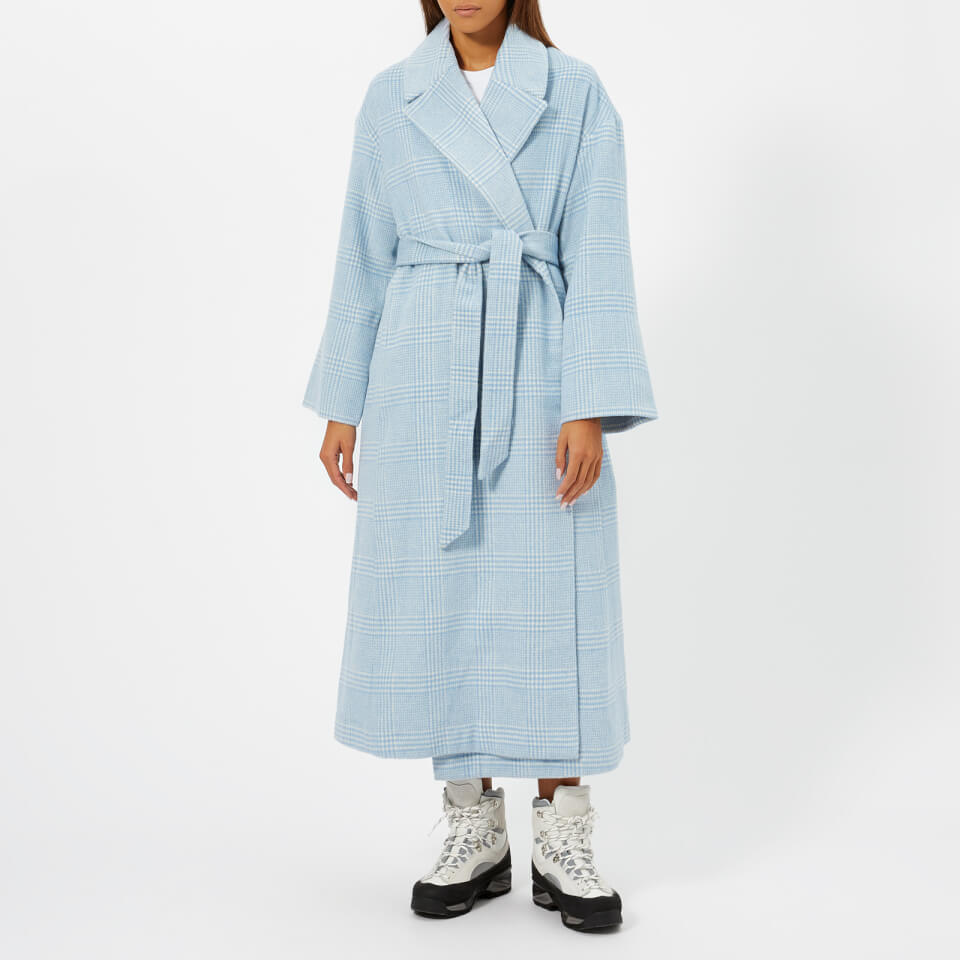 Ganni Women s Woodside Belted Coat Serenity Blue Coggles