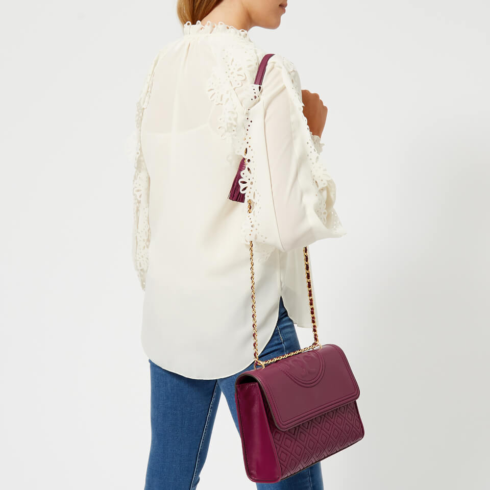 Tory burch fleming convertible shoulder bag imperial garnet on sale