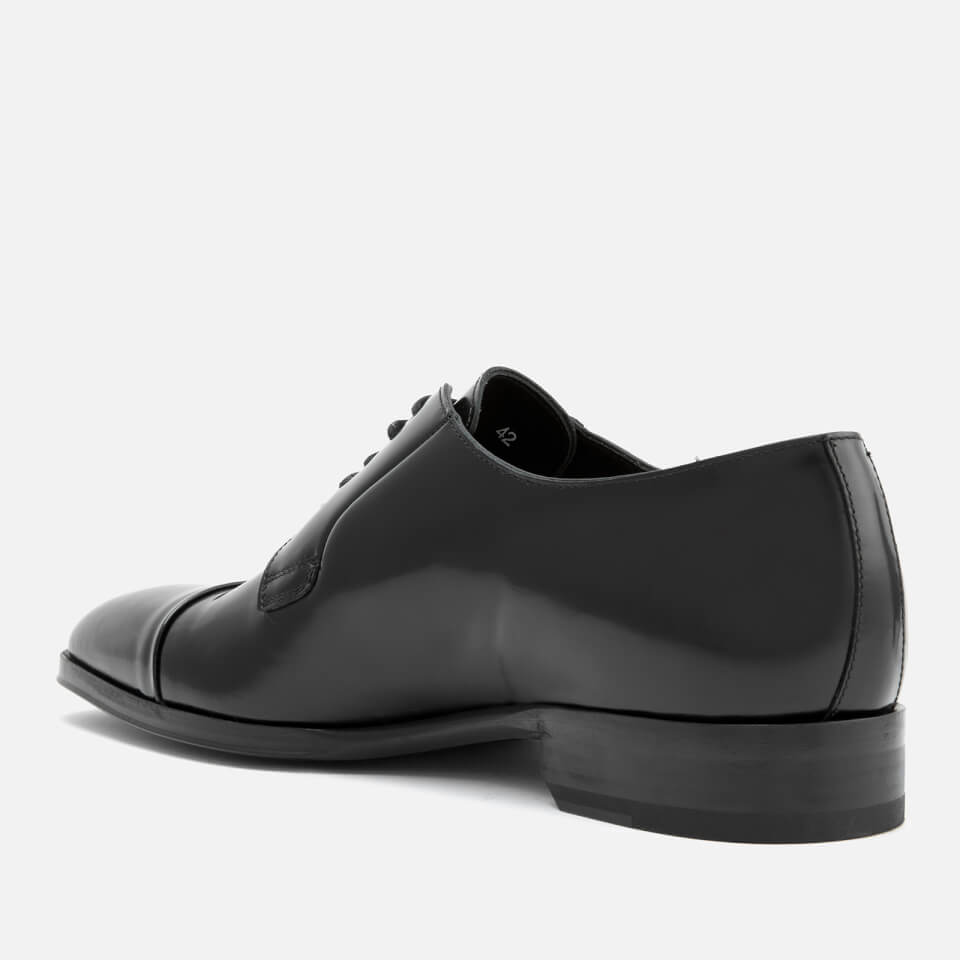 Paul Smith Men s Spencer High Shine Leather Toe Cap Derby Shoes Black Allsole