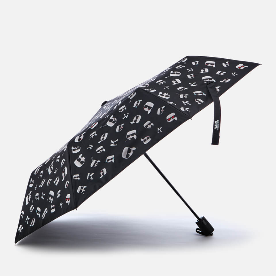 Karl Lagerfeld Women's K/Ikonik Print Umbrella - Black