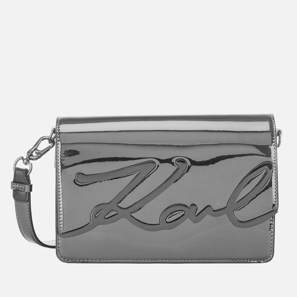 Karl Lagerfeld Women's Signature Gloss Cross Body Bag - Nickel