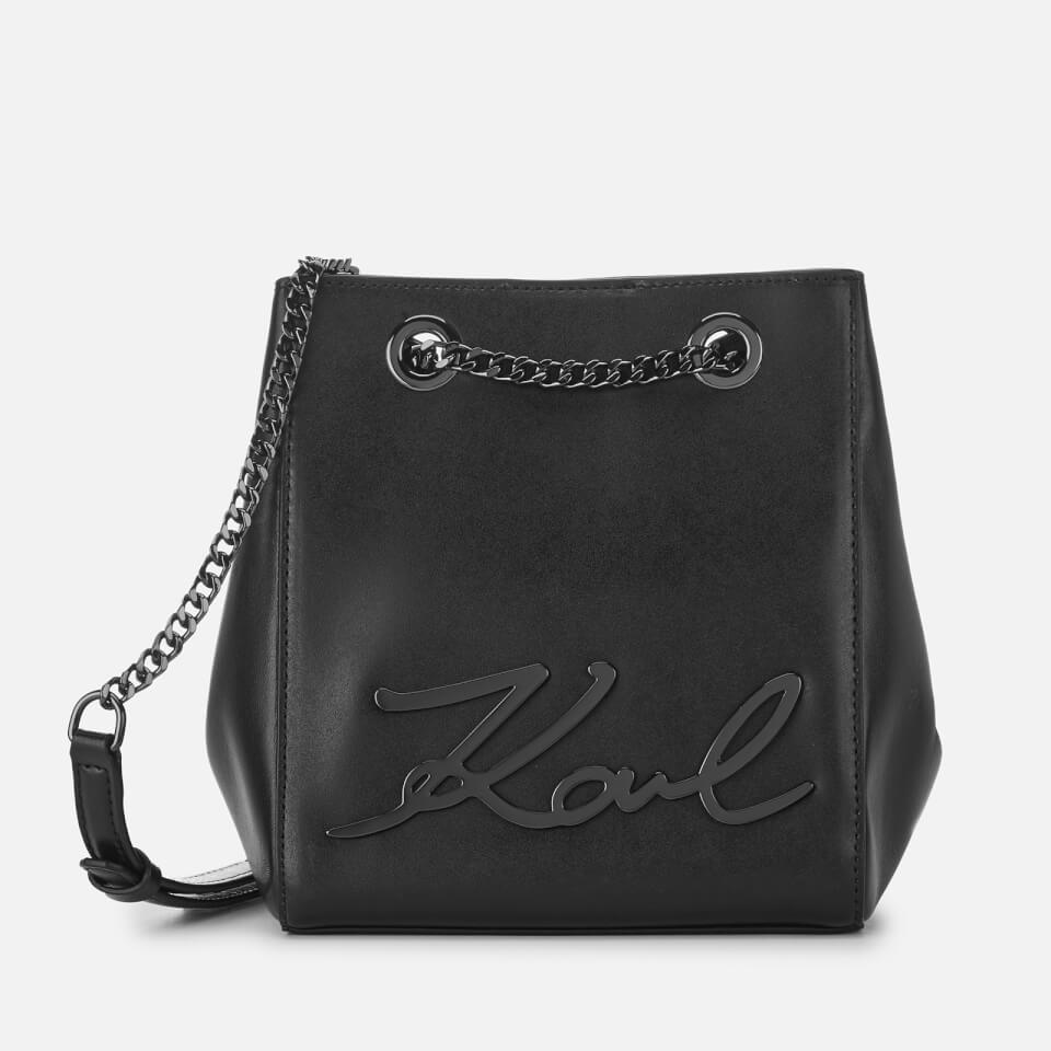 Karl Lagerfeld Women's Signature Bucket Bag - Black Gunmetal
