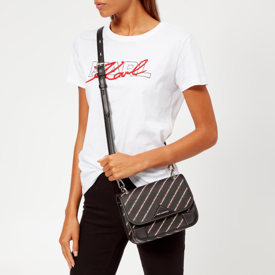 Karl Lagerfeld Women's Stripe Logo Tote Bag - Black