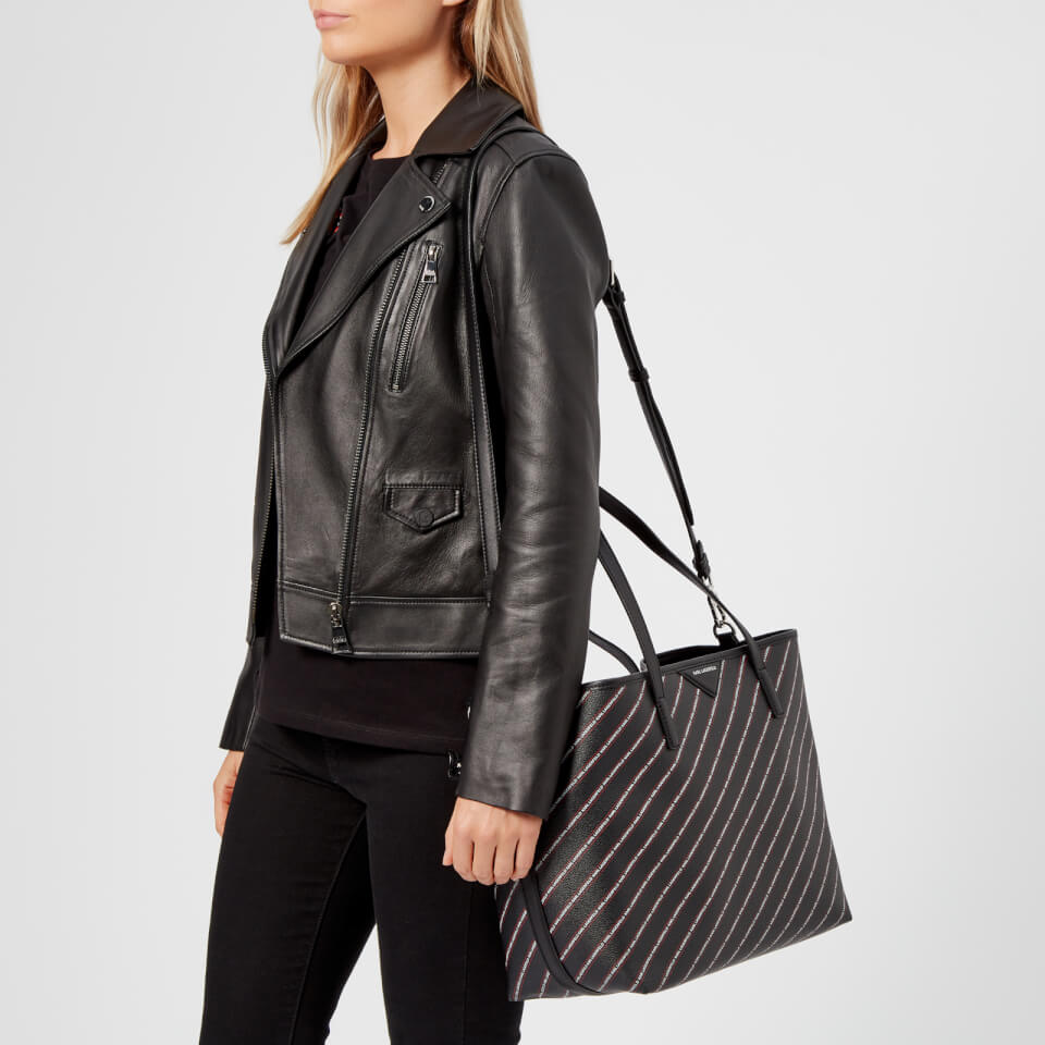 Karl Lagerfeld Women's Stripe Logo Shopper Bag - Black