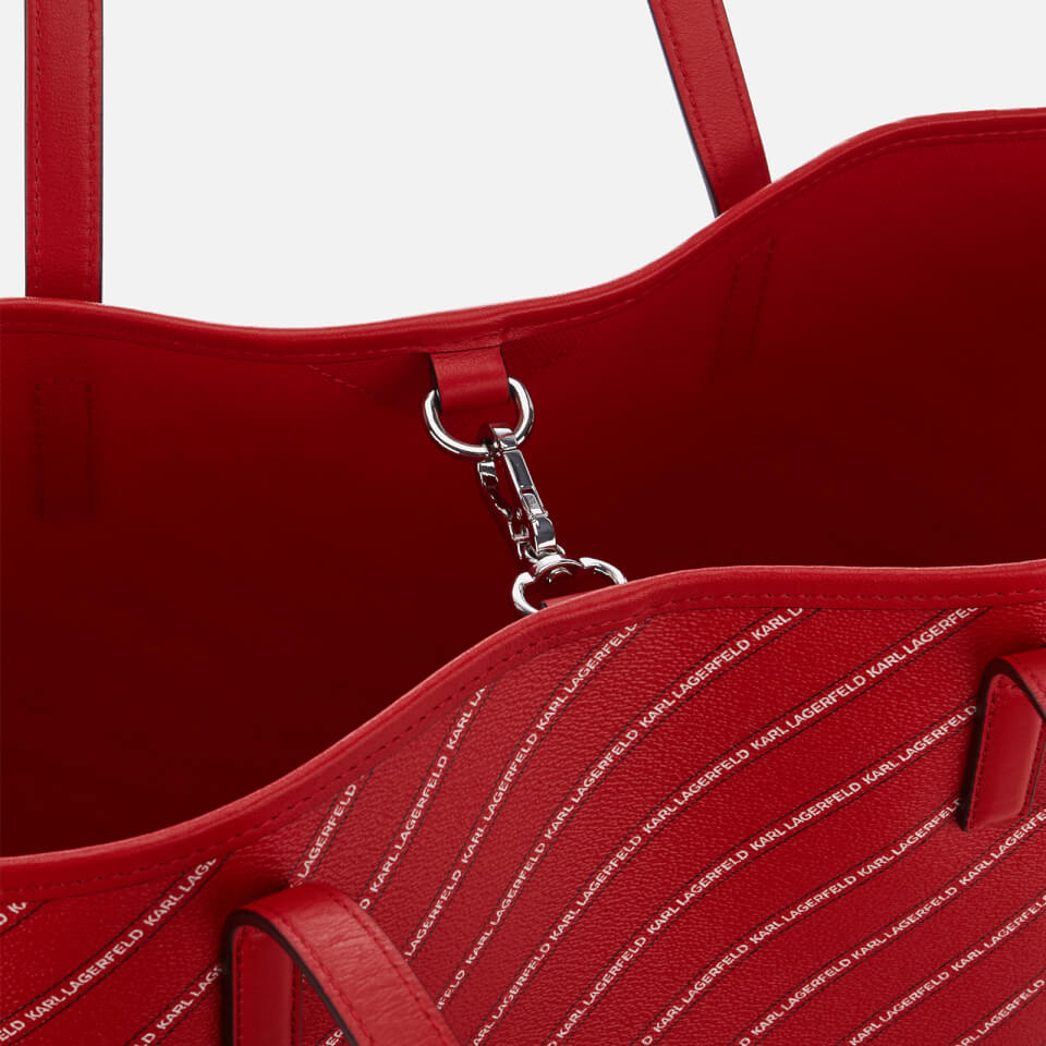 Karl Lagerfeld Women s Stripe Logo Shopper Bag Red