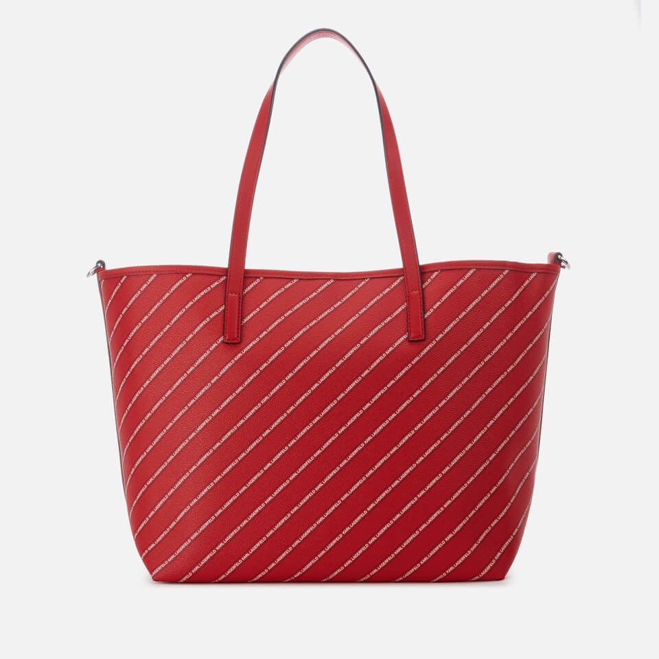 Karl Lagerfeld Women's Stripe Logo Shopper Bag - Red