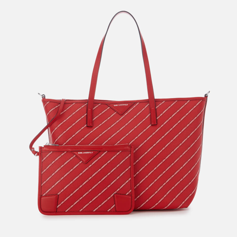 Karl Lagerfeld Women's Stripe Logo Shopper Bag - Red