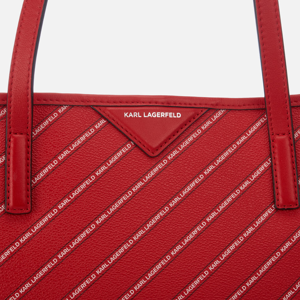 Karl Lagerfeld Women's Stripe Logo Shopper Bag - Red