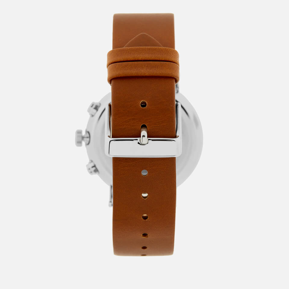 Timex Men's Fairfield Chronograph Leather Strap Watch - Silver-Tone/Tan/White