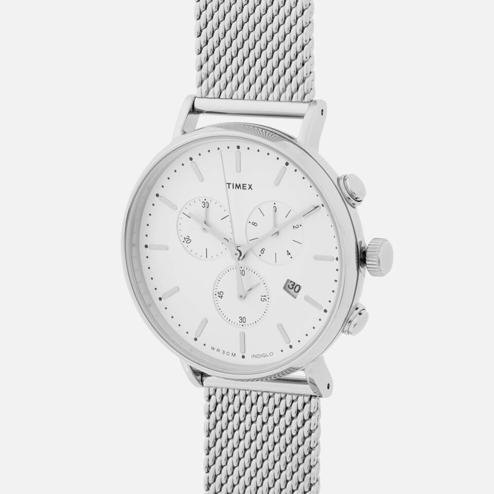 Timex Men's Fairfield Chronograph Mesh Strap Watch - Silver-Tone/White