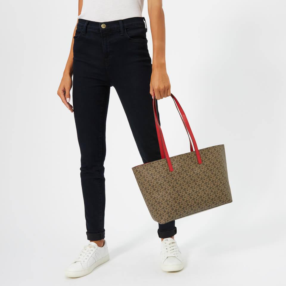 DKNY Women's Brayden Medium Reversible Tote - Mocho Logo Rouge/Chino Logo Iconic