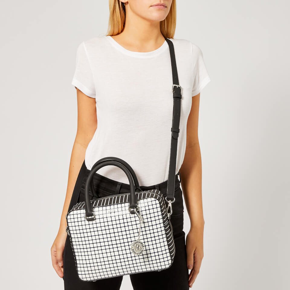 DKNY Women's Bryant Top Zip Satchel Bag - White/Black