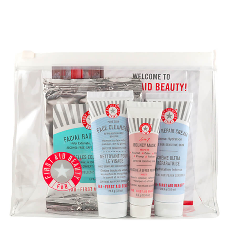 First Aid Beauty Gift (Includes Face Cleanser, Ultra Repair Cream, 5 in 1 Bouncy Mask & Facial Radiance Pads)