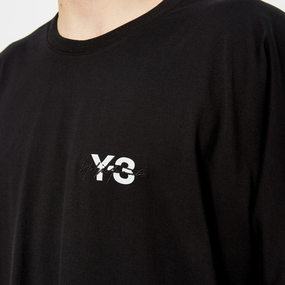 Tシャツ・カットソー Y 3 Men T Shirts LJC6396 Black Y-3 Men's Gfx Long Sleeve T-Shirt in Black Y-3