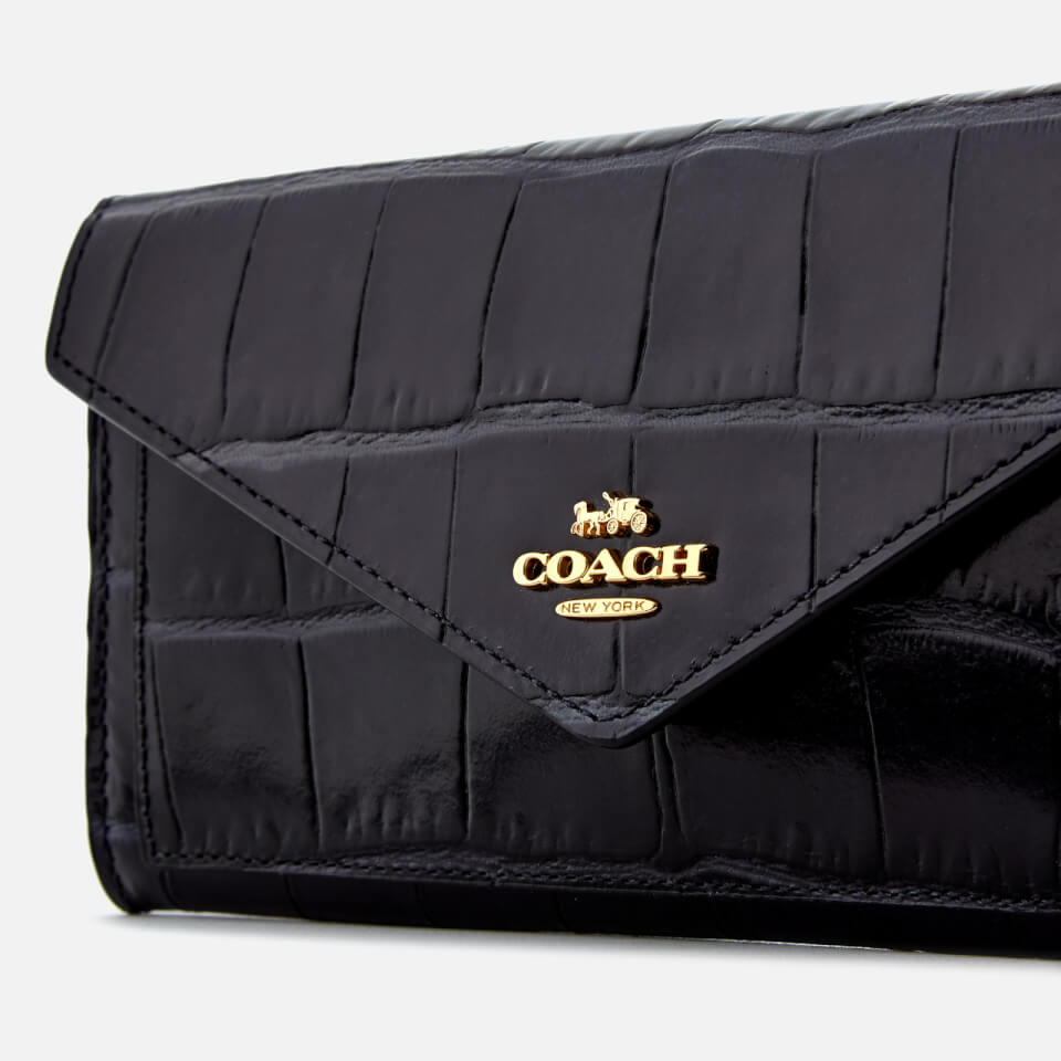 Coach Women's Embossed Croc Soft Wallet - Midnight Navy