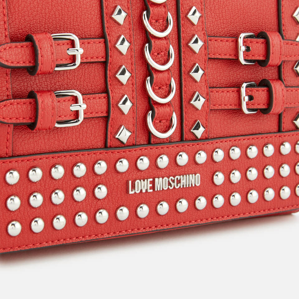 Love Moschino Women's Studded Small Cross Body Bag - Red