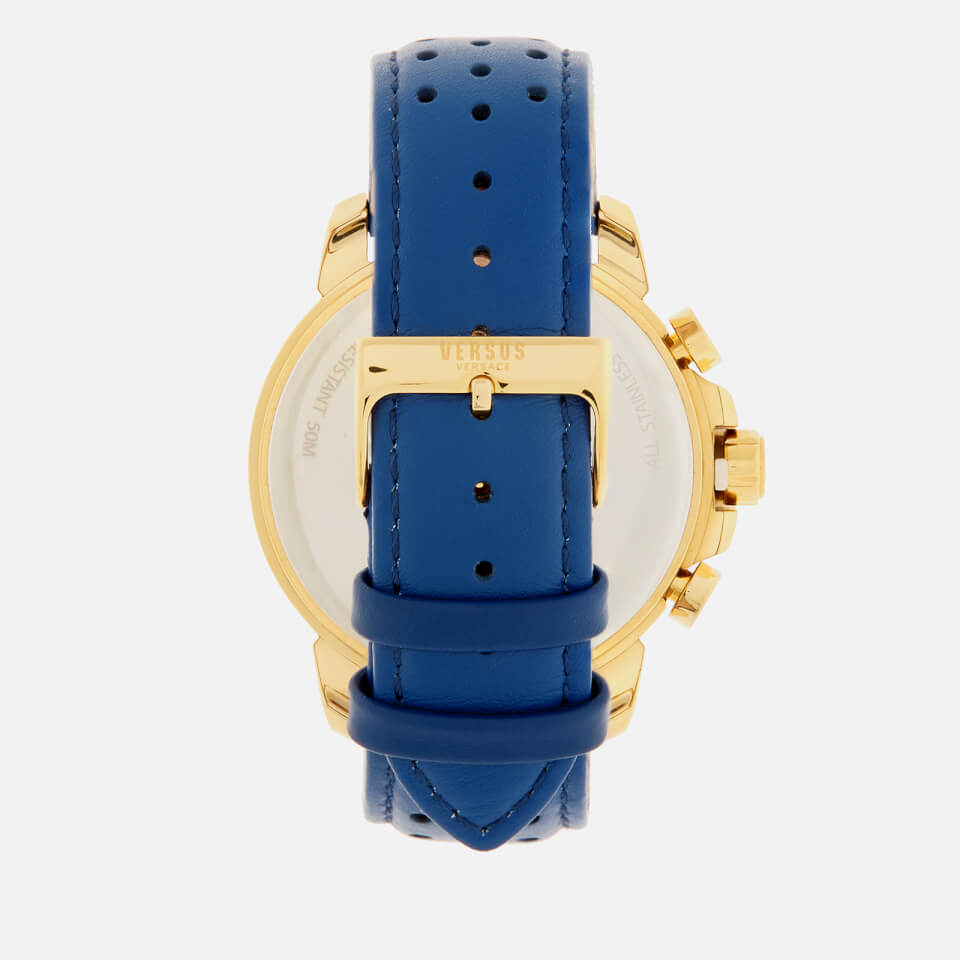 Versus Versace Men's Aberdeen Leather Strap Watch - Navy/Gold