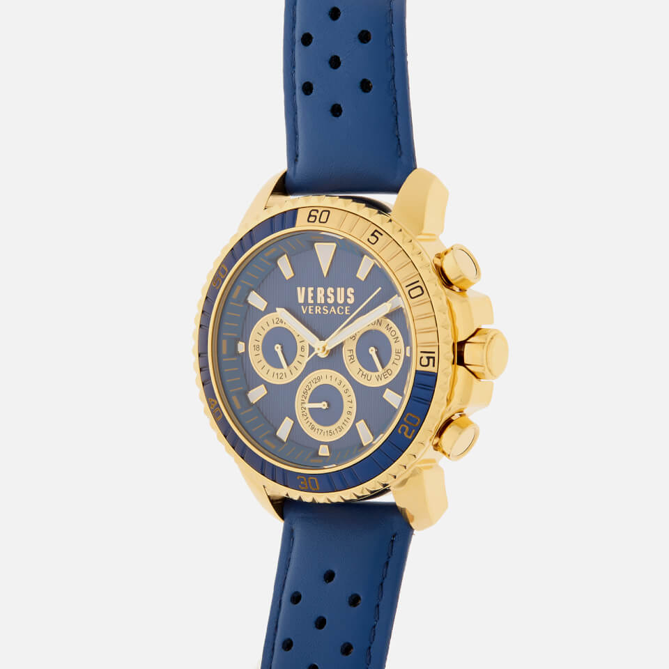 Versus Versace Men's Aberdeen Leather Strap Watch - Navy/Gold