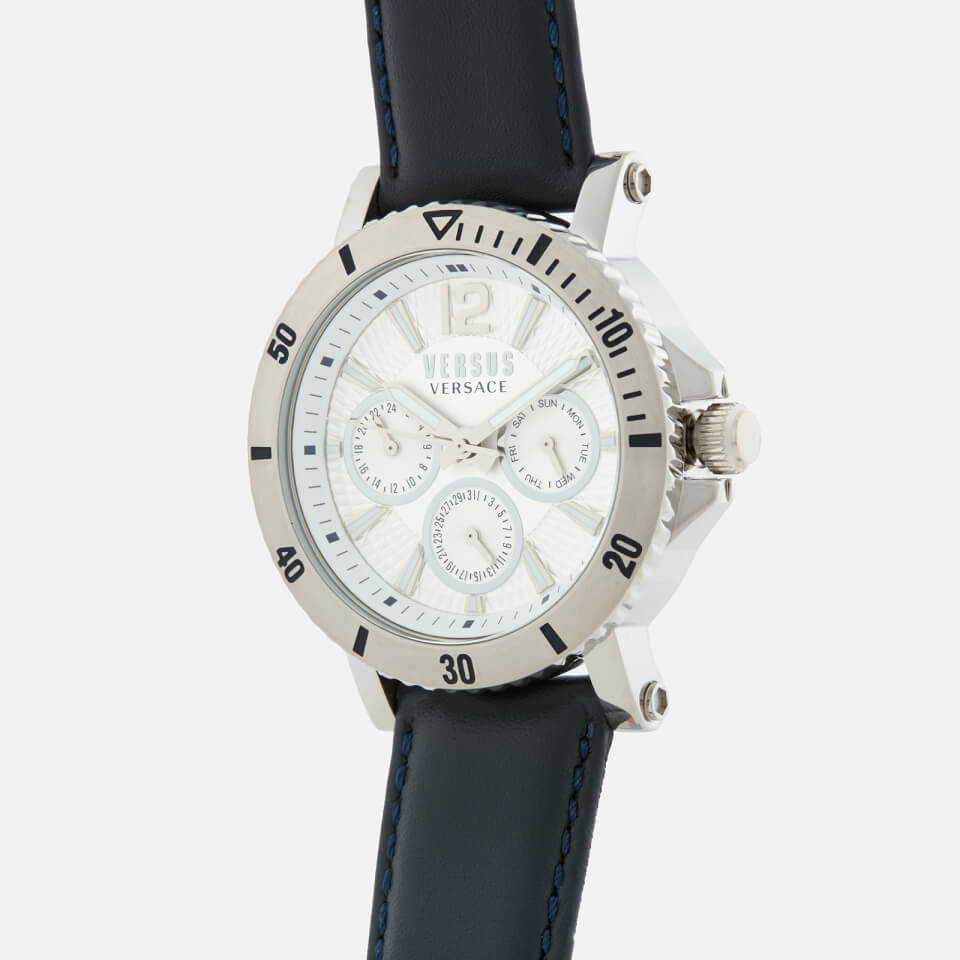 Versus Versace Men's Steenberg Leather Strap Watch - Navy/Silver