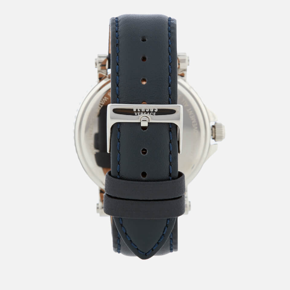 Versus Versace Men's Steenberg Leather Strap Watch - Navy/Silver