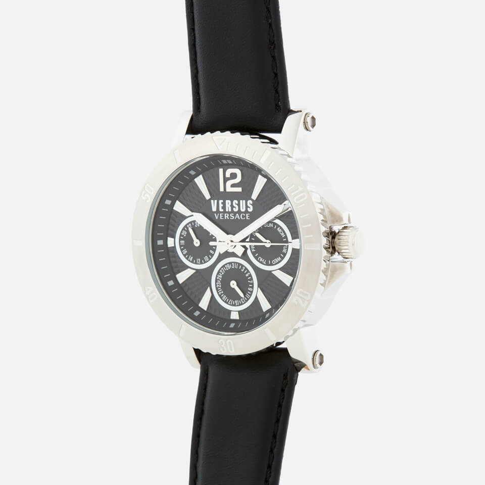 Versus Versace Men's Steenberg Leather Strap Watch - Black/Silver