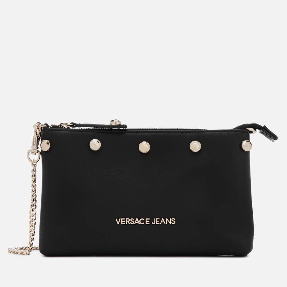 Versace Jeans Women's Studded Logo Chain Handle Cross Body Bag - Black
