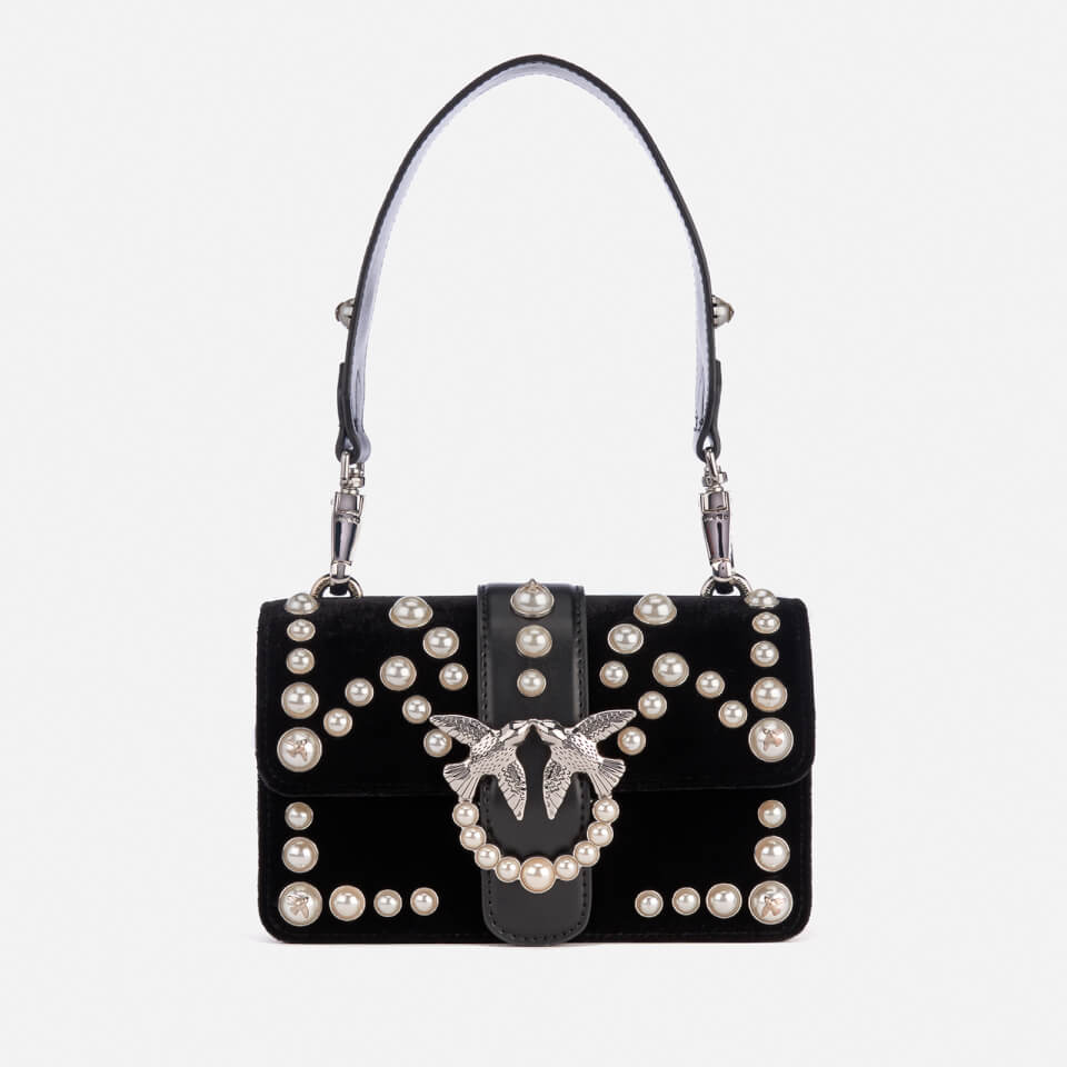 Pinko Women's Mini Love Velvet Pearls Bag - Black