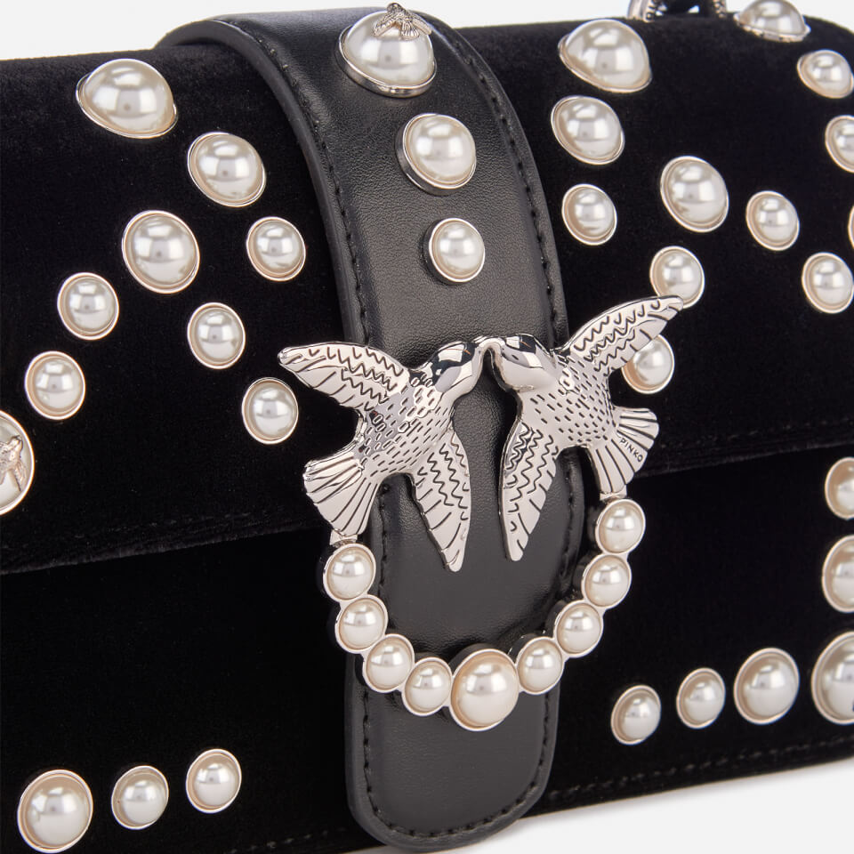 Pinko Women's Mini Love Velvet Pearls Bag - Black