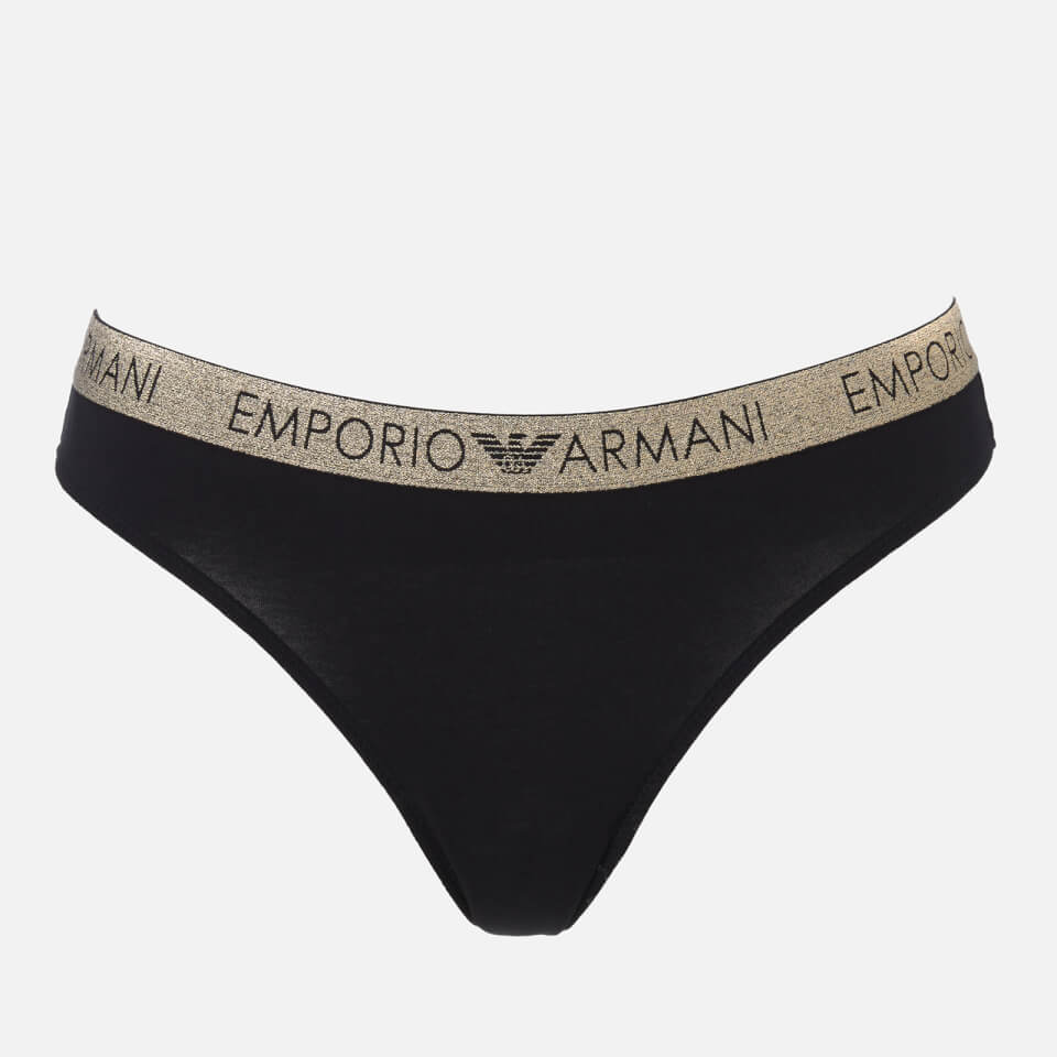 Emporio Armani Women's Holiday Cotton Thong - Black