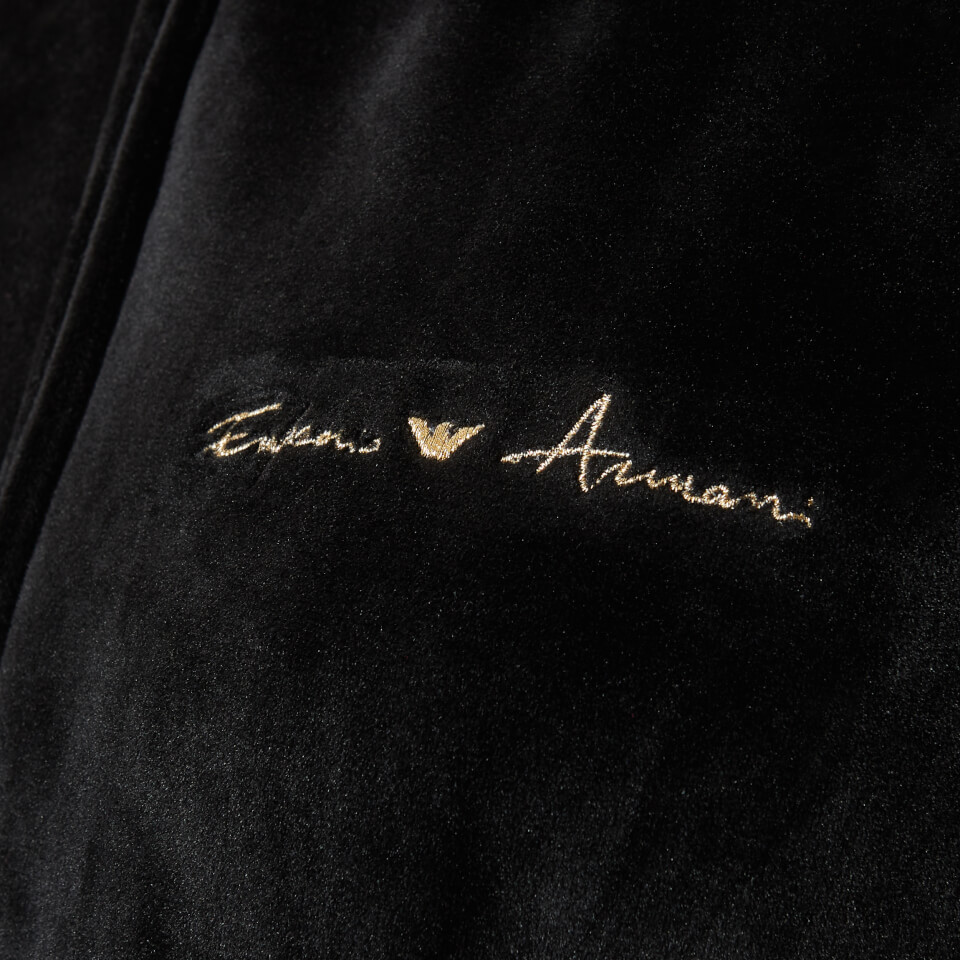 Emporio Armani Women's Shiny Velvet Jacket + Pants with Cuffs - Black