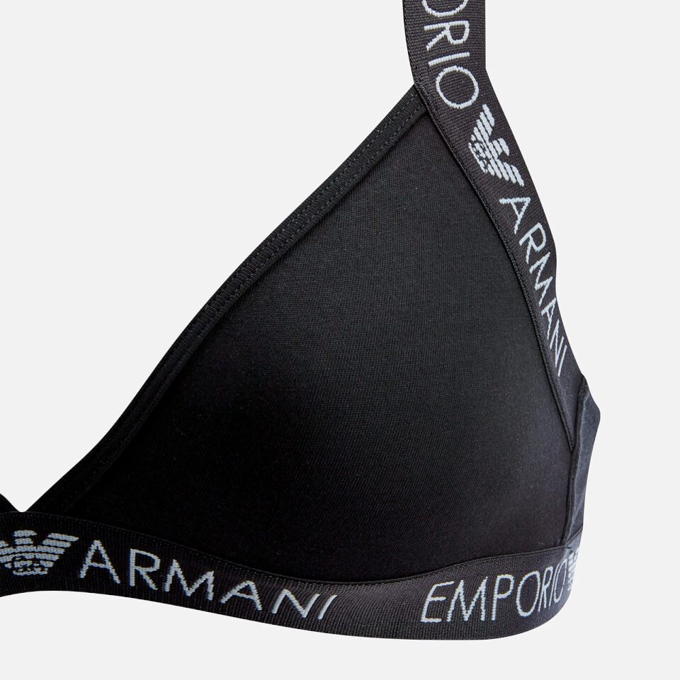 Emporio Armani Women's Iconic Logoband Triangle Bra - Black