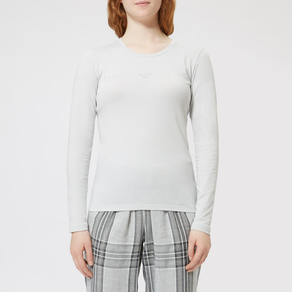 Emporio Armani Women's Basic Cotton Long Sleeve T-Shirt - Silver