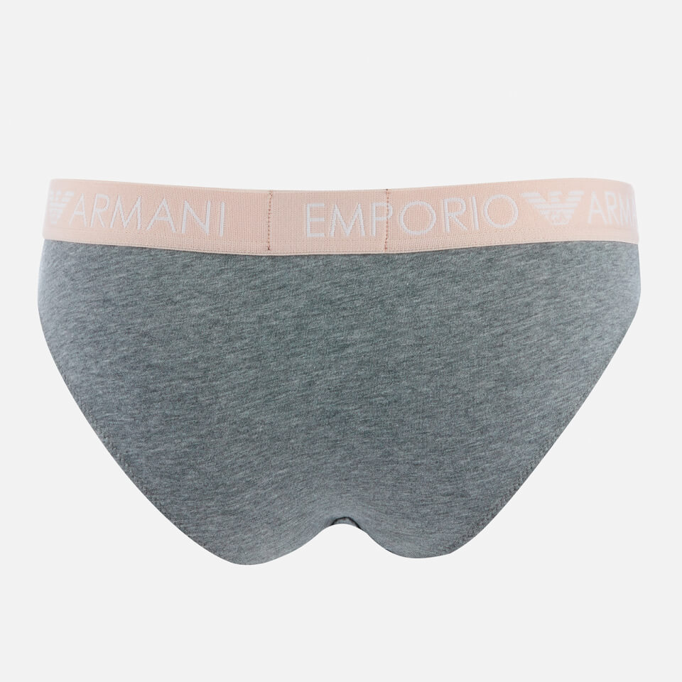 Emporio Armani Women's Iconic Logoband Bi Pack Briefs - Nude/Dark Melange Grey