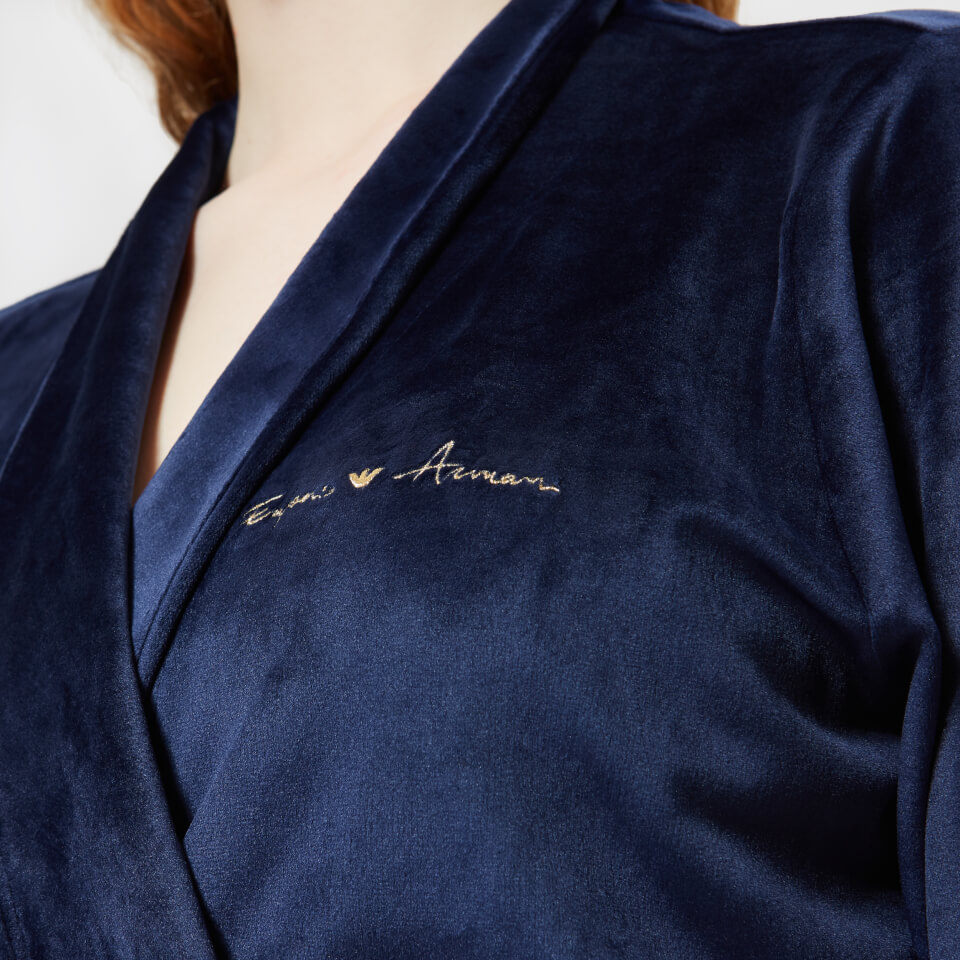 Emporio Armani Women's Shiny Velvet Dressing Gown - Deep Blue