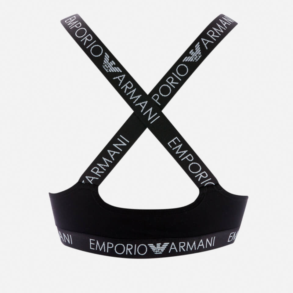 Emporio Armani Women's Iconic Logoban Padded Bralette Bra - Black