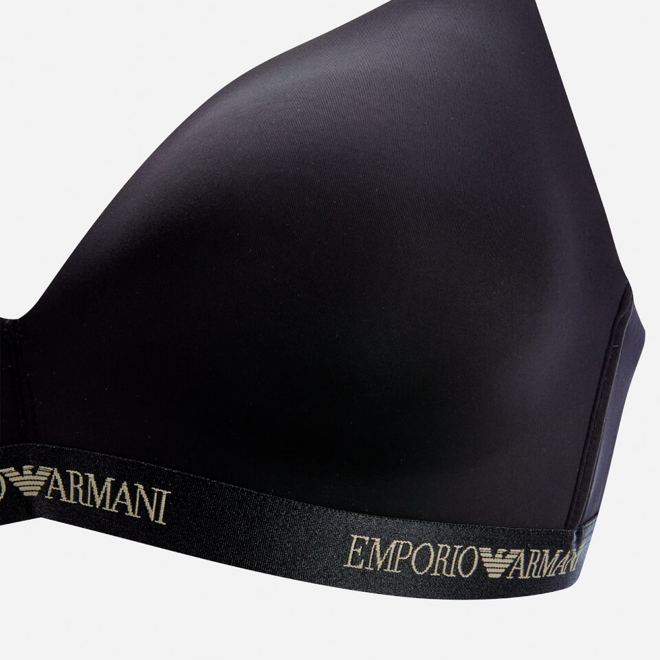 Emporio Armani Women's Iconic Microfiber Padded Triangle Bra - Black