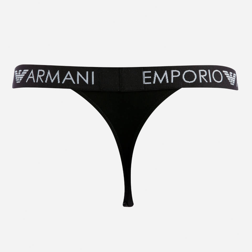 Emporio Armani Women's Iconic Logoband Thong - Black