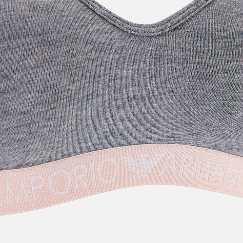 Emporio Armani Women's Iconic Logoban Padded Bralette Bra - Grey