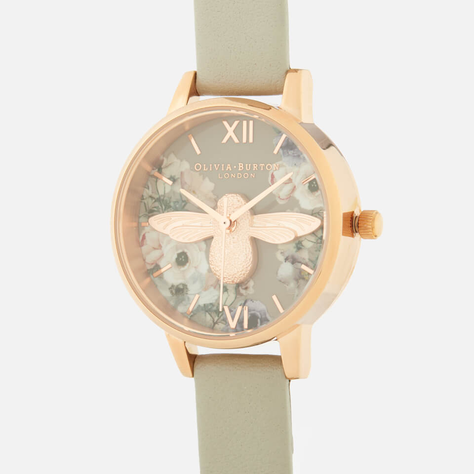Olivia Burton Women's Watercolour Florals Watch - Grey/Rose Gold