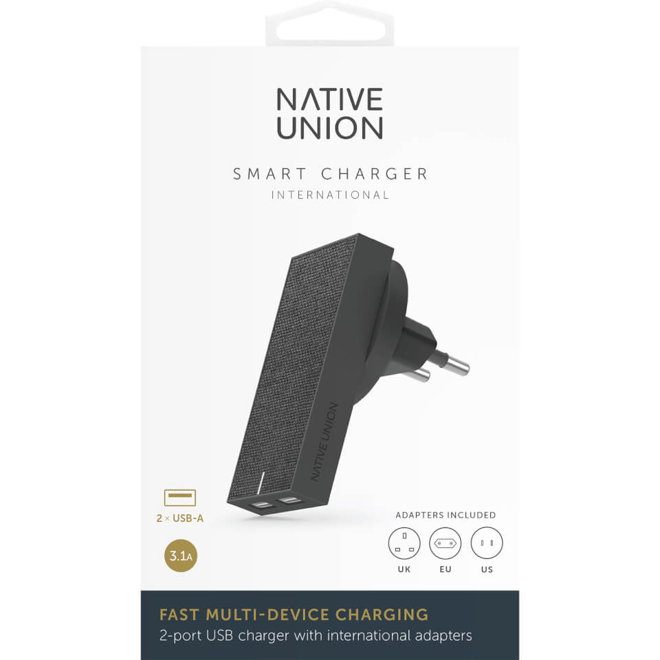 Native Union Smart Dual Port USB Fabric Charger - Slate