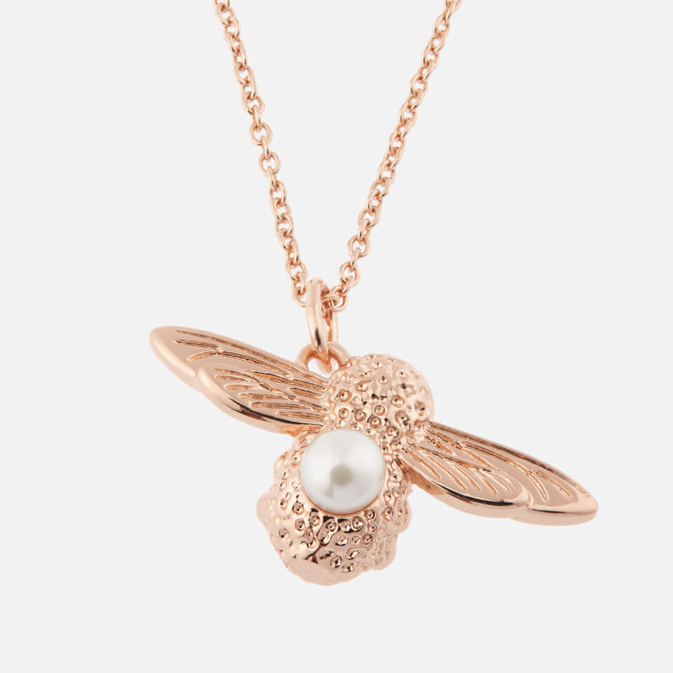 Olivia Burton Women's Pearl Bee Pendant Necklace - Rose Gold