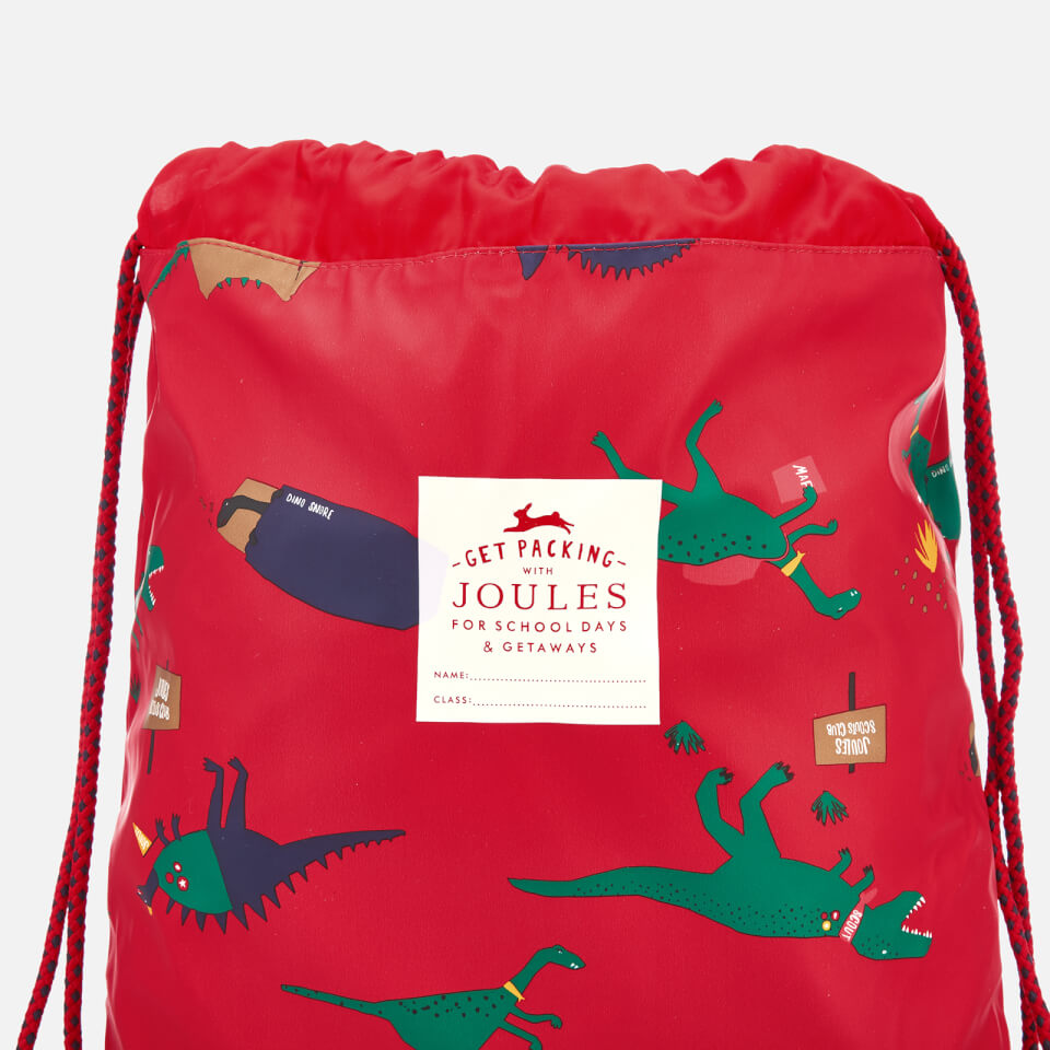 Joules Boys' Junior Rubber Drawstring Bag - Red Dinosaur
