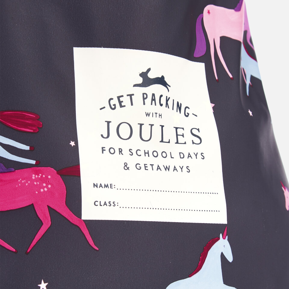 Joules Girls' Junior Rubber Drawstring Bag - Navy Magic Unicorn