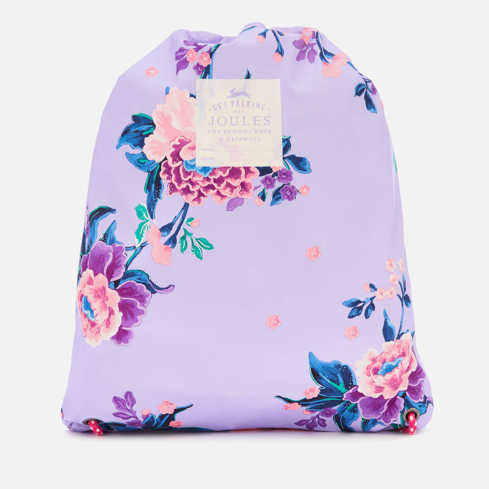 Joules Girls' Junior Rubber Drawstring Bag - Lilac Chinoise Floral