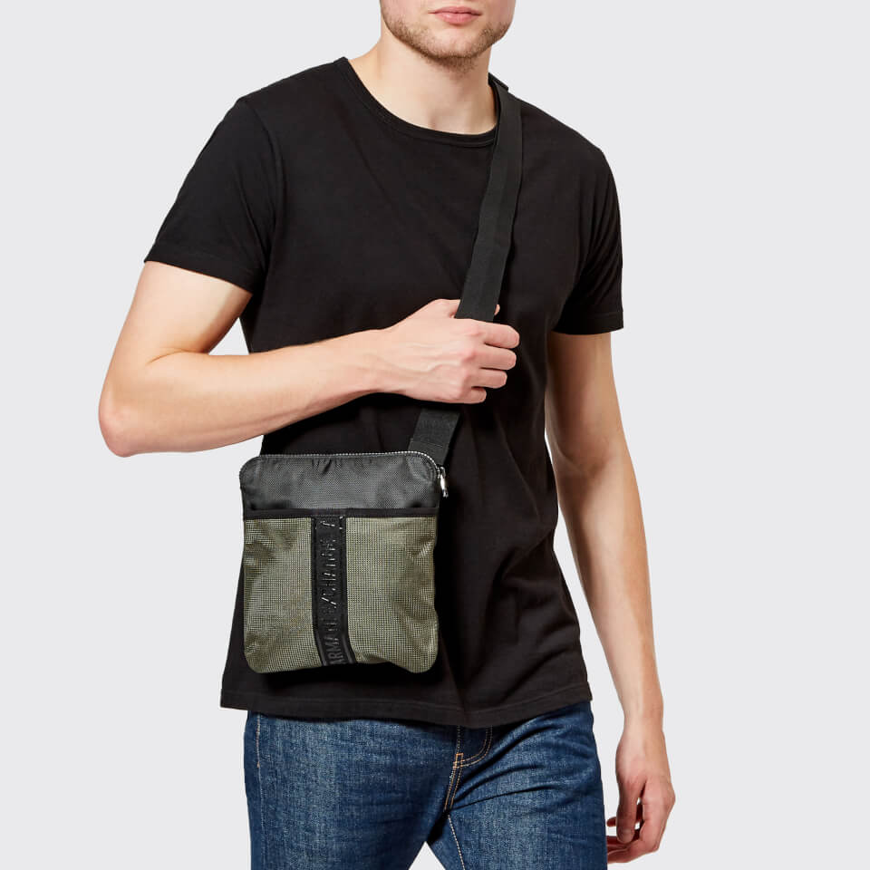 Armani Exchange Men's Textured Fabric and Mesh Cross Body Bag - Black